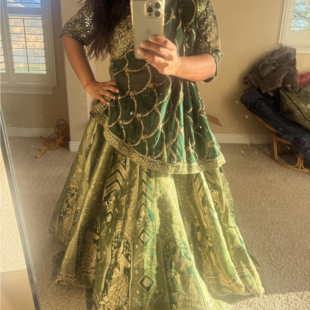 Beautiful lahenga with peacock design in banarasi